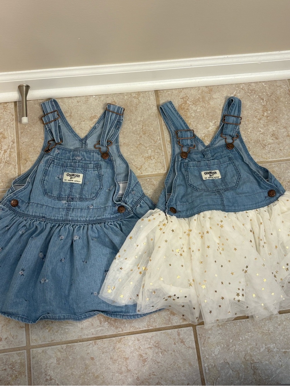 Bundle 2 OshKosh B'gosh Light Blue Denim Overall Dresses
